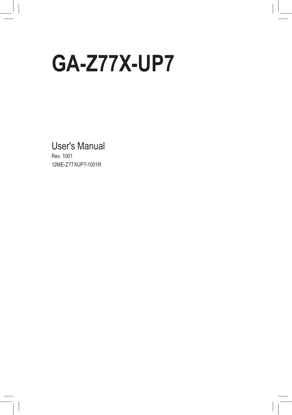 Gigabyte GA-Z77X-UP7 User Manual