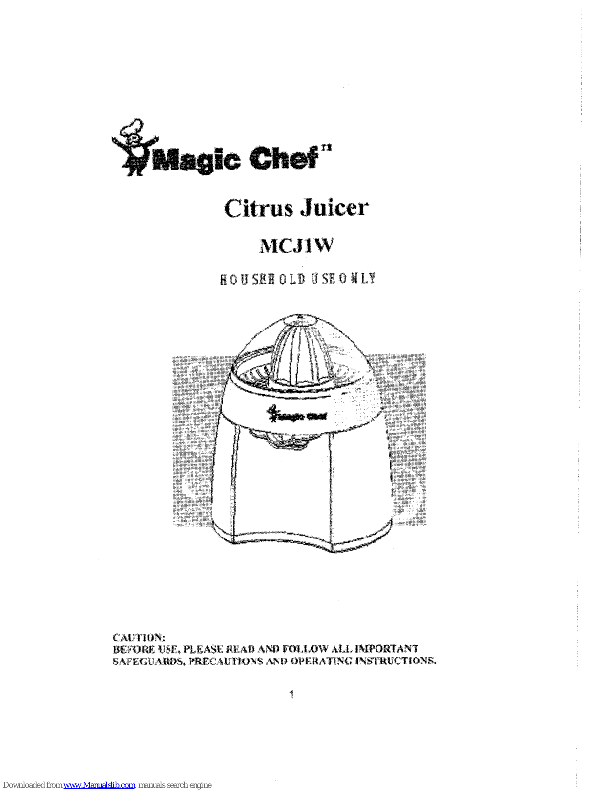 Magic Chef J1W User Manual