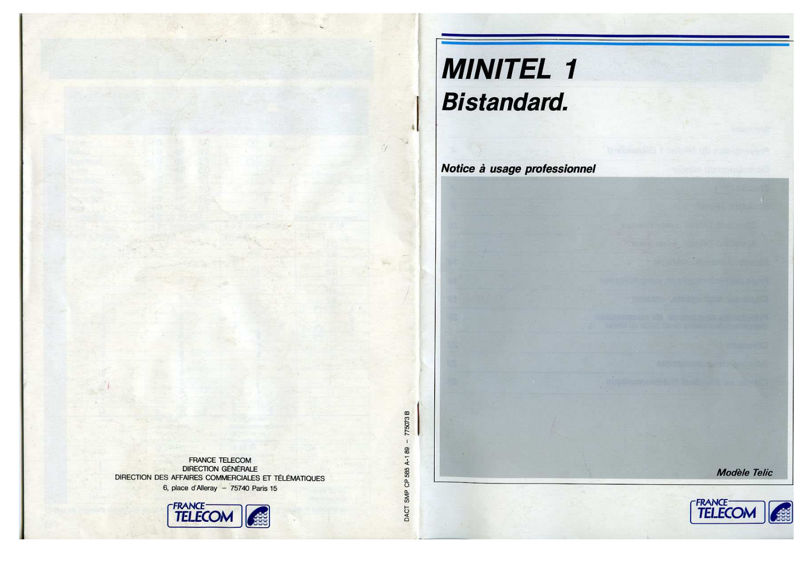 FRANCE TELECOM MINITEL 1 BISTANDARD User Manual