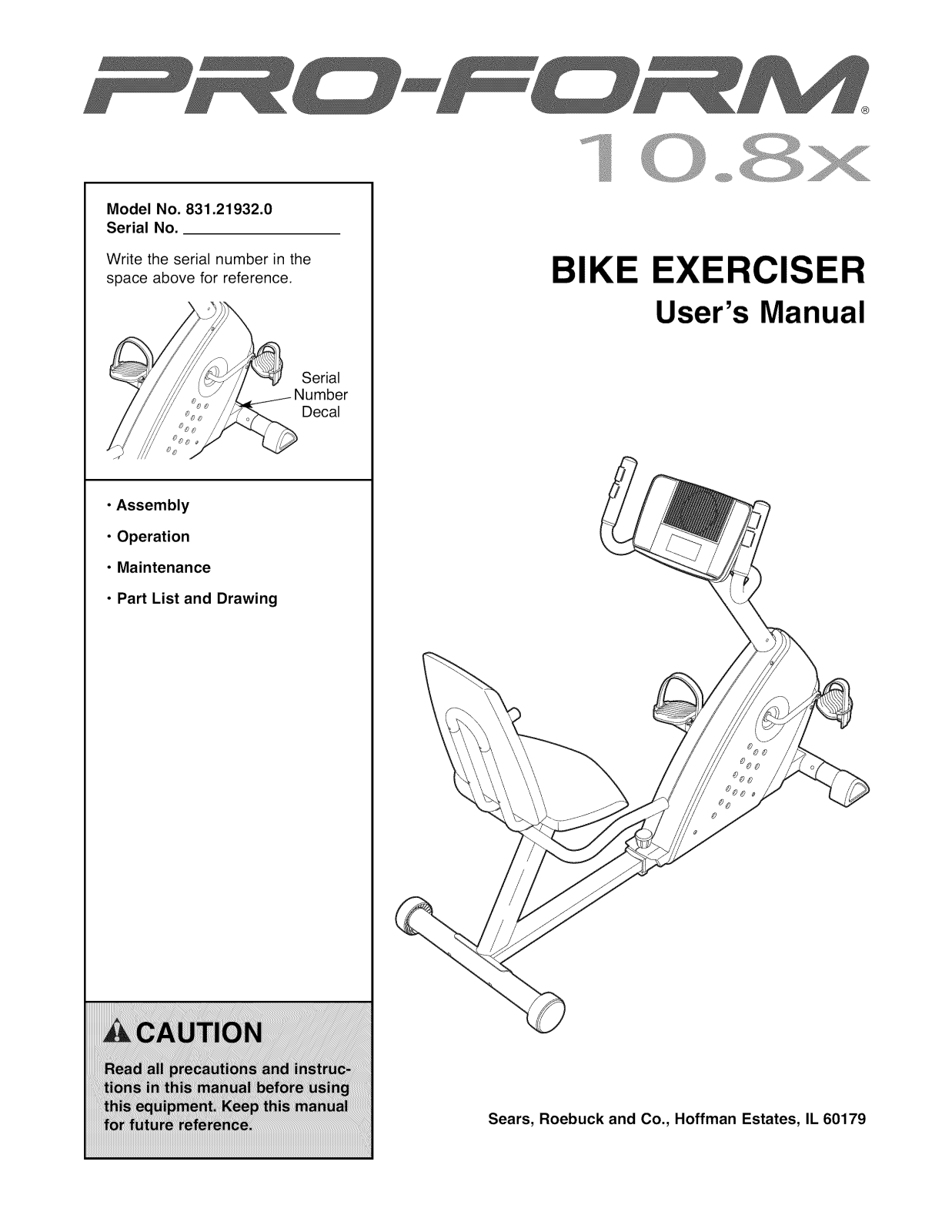 Proform 831219320 Owner’s Manual