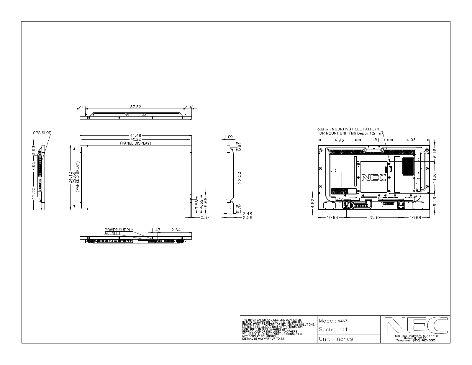 NEC V463-PC, V463 Mechanical Drawings