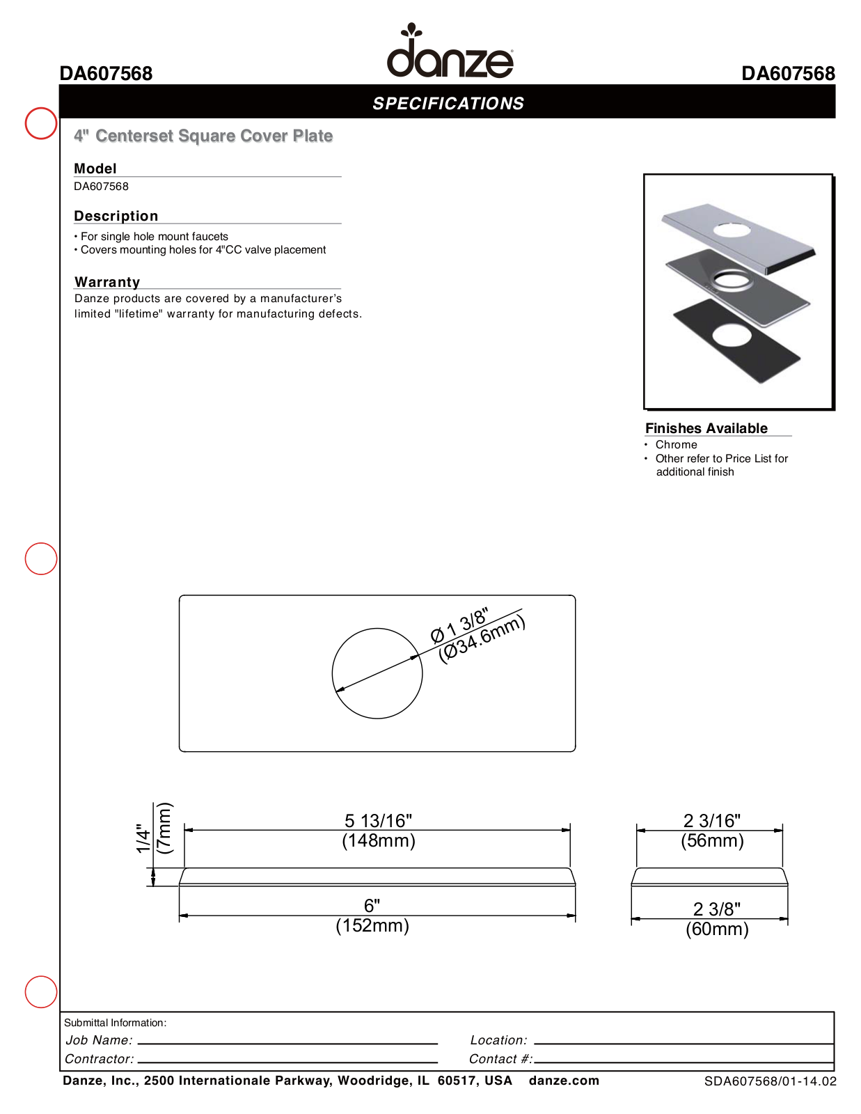 Danze DA607568 User Manual