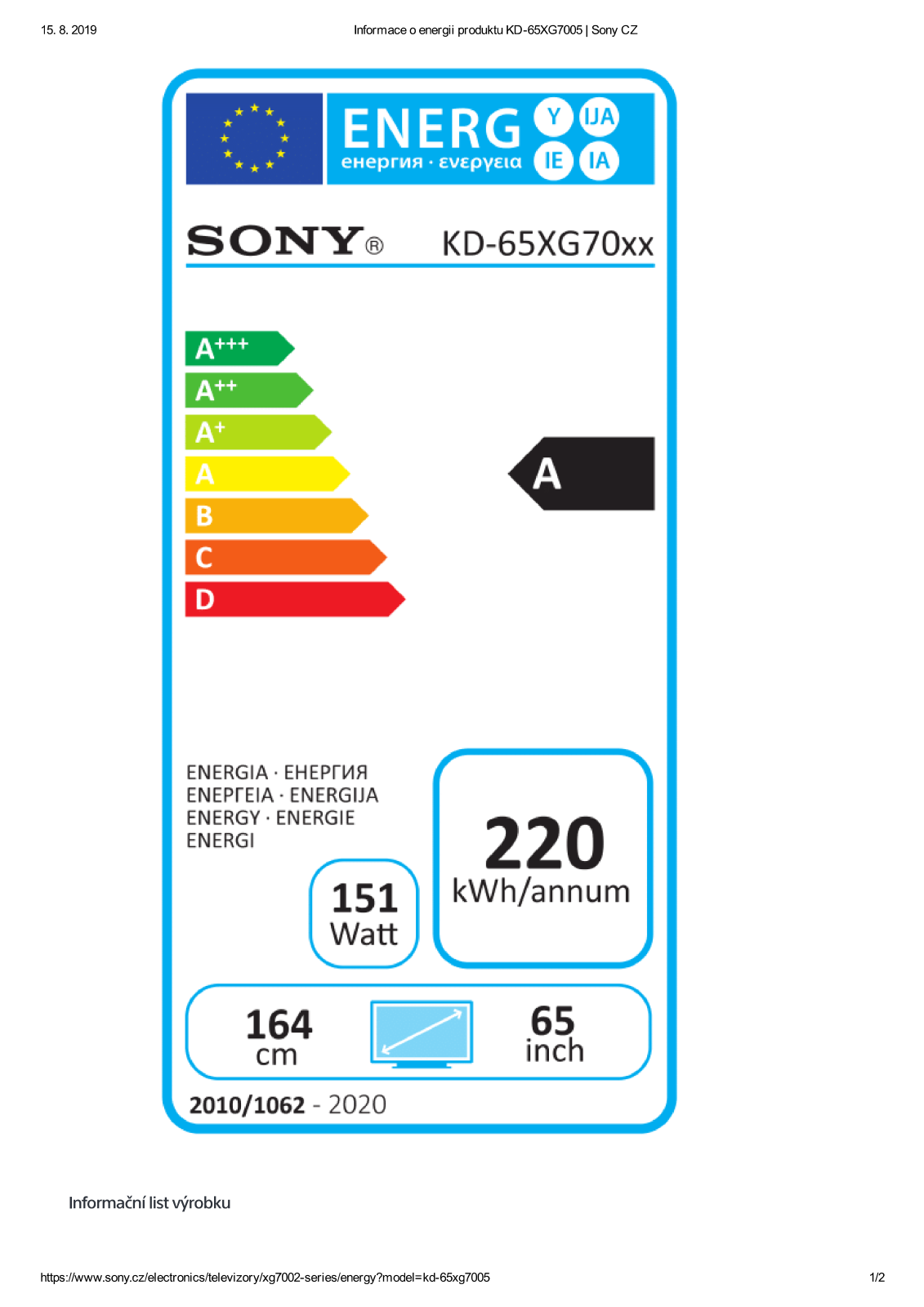 Sony KD-65XG7005 User Manual