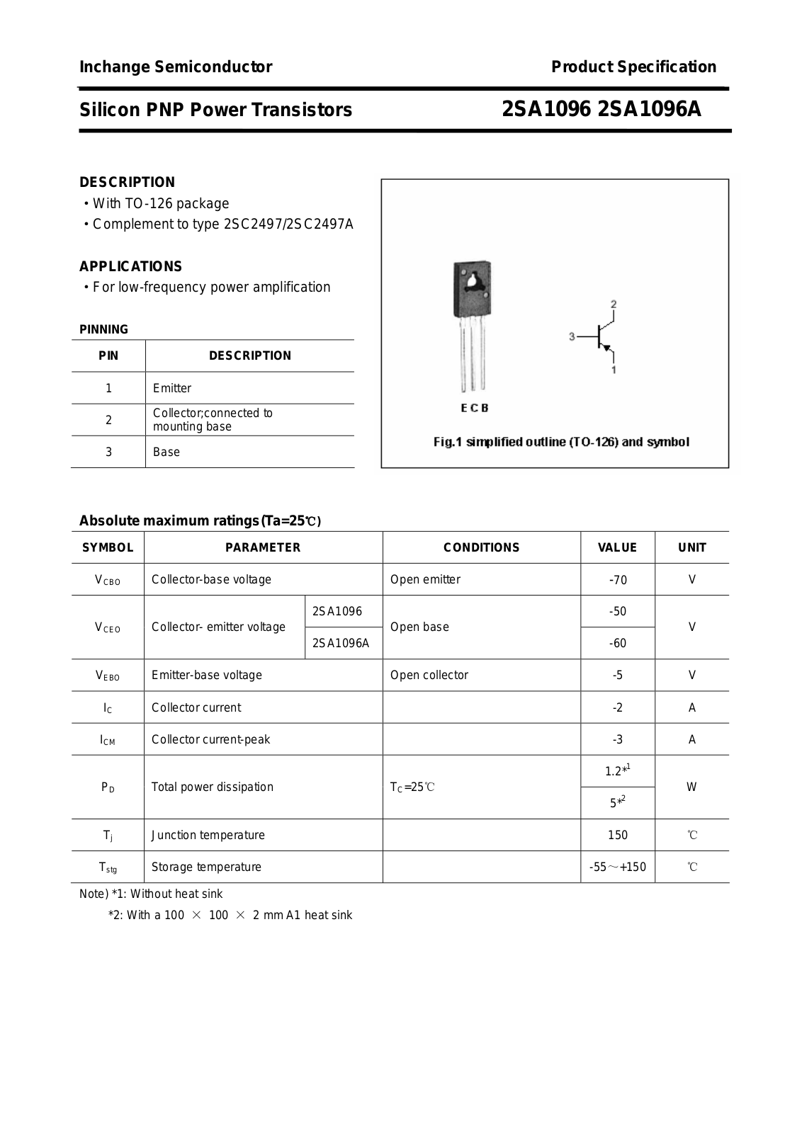 Datasheet 2sa1096,2sa1096a Datasheet - ManualMachine.com
