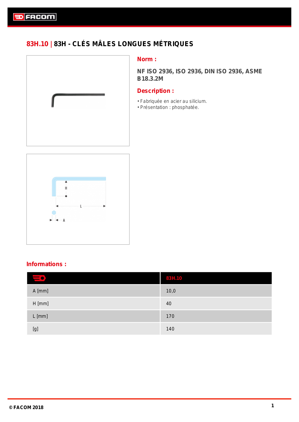 Facom 83H.10 Specification - ManualMachine.com