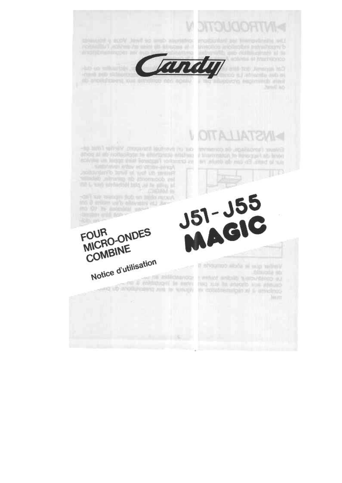 Candy J 55, J 51 User Manual