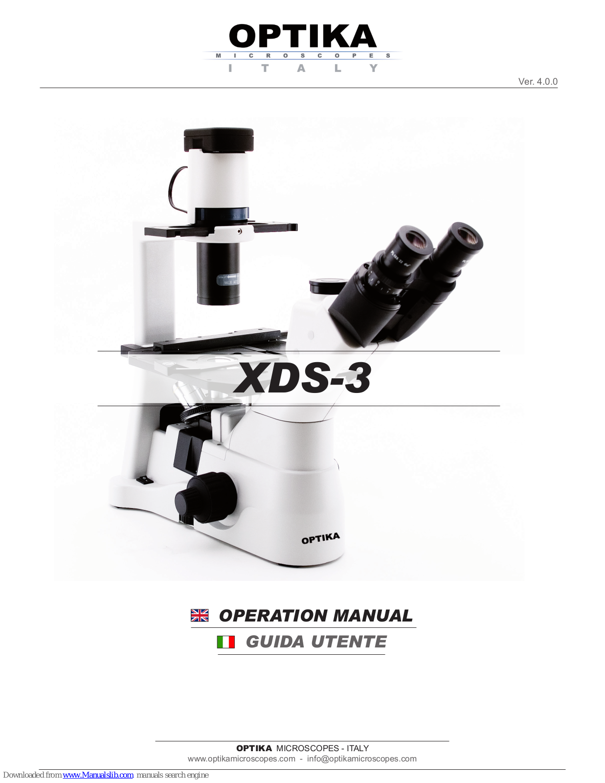 Optika XDS-3 Operation Manual