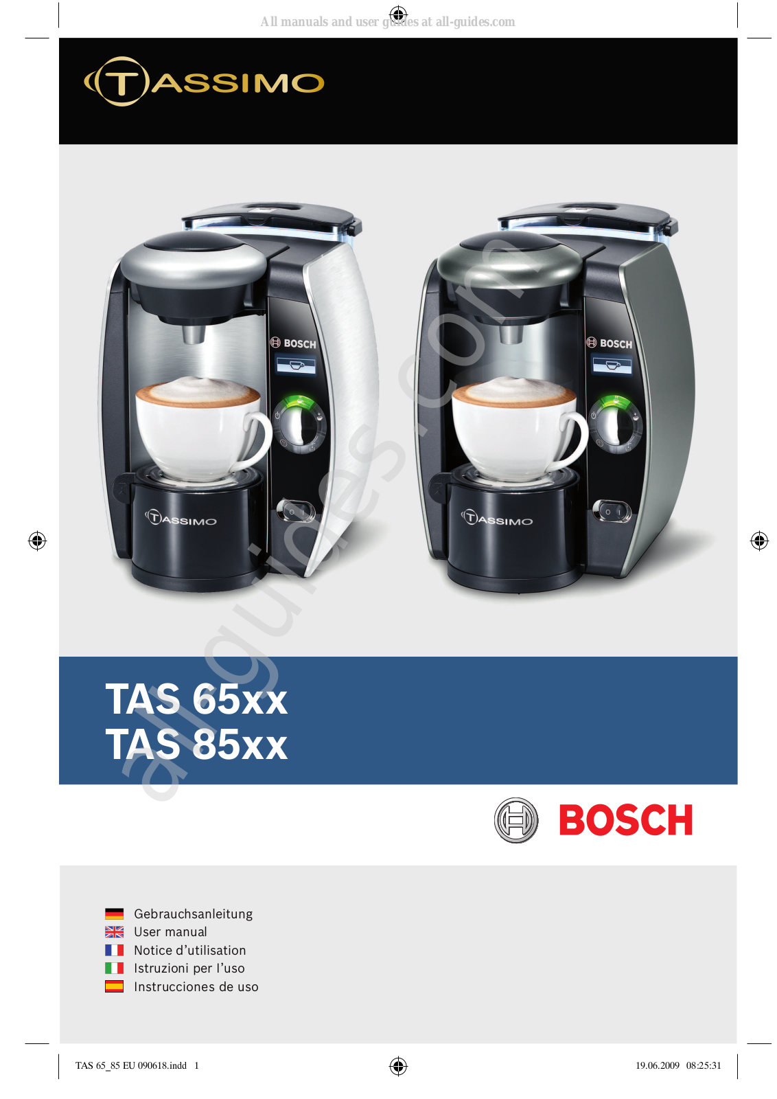 Bosch Tassimo TAS 65, Tassimo TAS 85 User Manual
