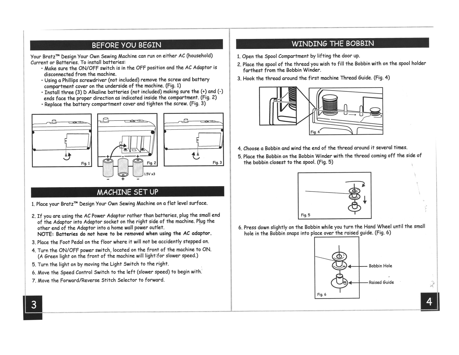 Mga Entertainment BRATZ SEW STYLIN SEWING MACHINE 3 4 User Manual