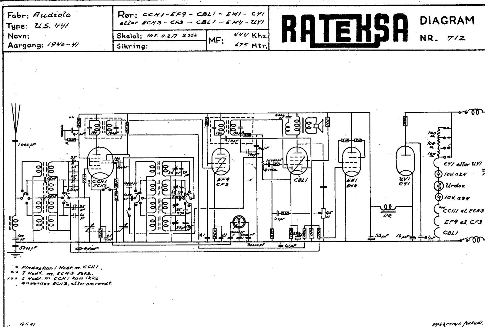 Audiola US441 Schematic