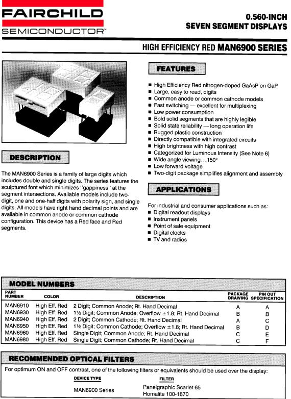 Fairchild Semiconductor MAN6960, MAN6950, MAN6940, MAN6930, MAN6910 Datasheet