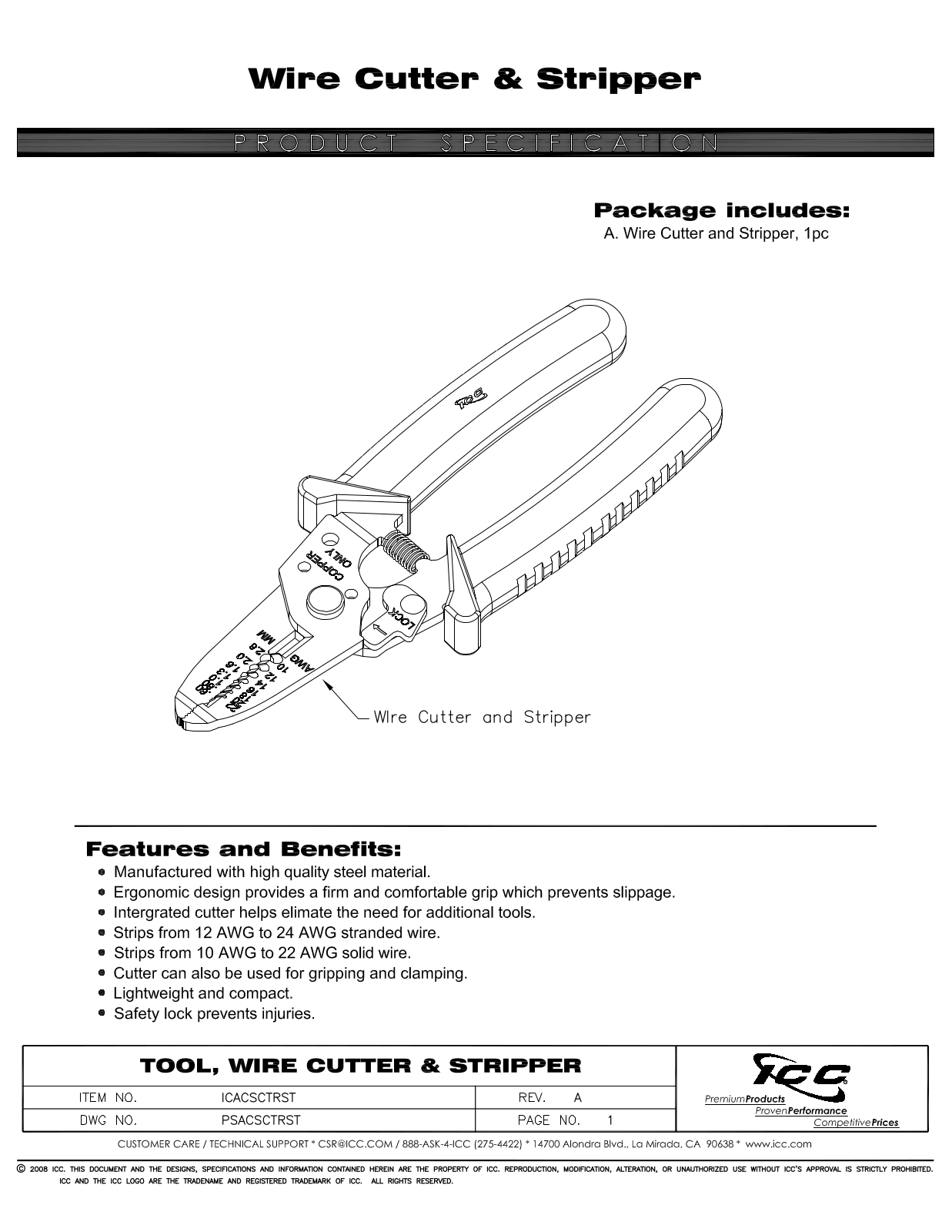 ICC ICACSCTRST Specsheet