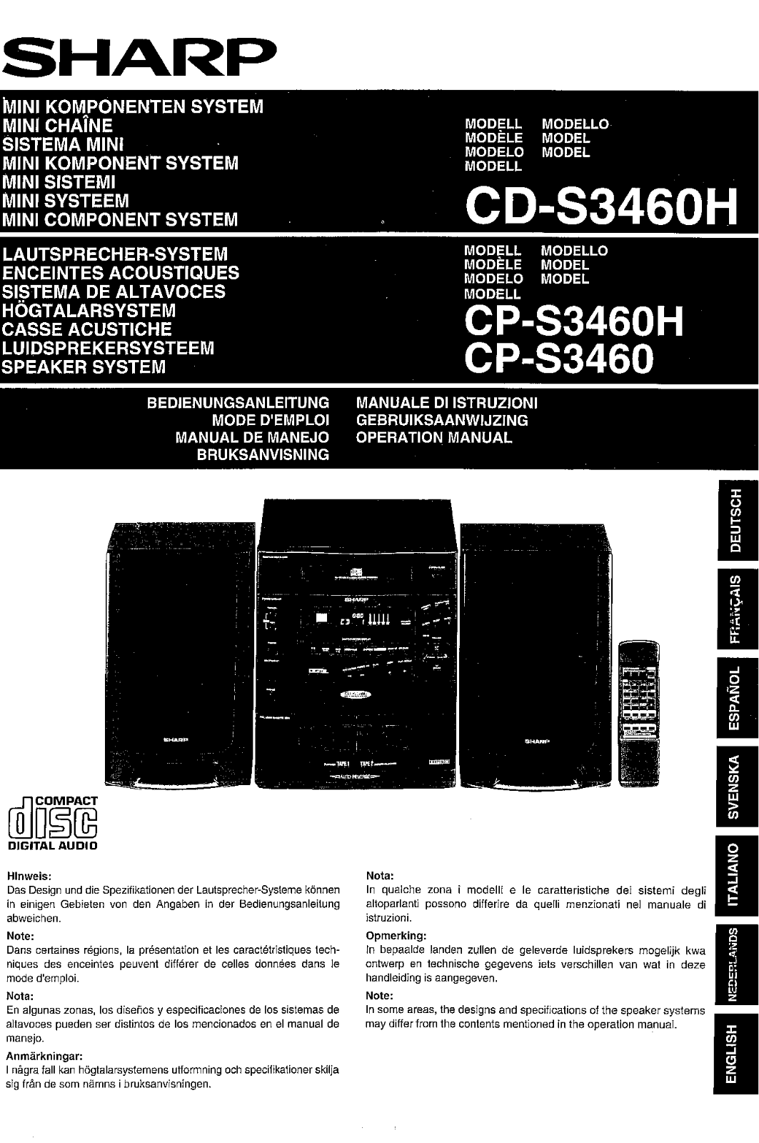 Sharp CD, CP-S3460, CD-S3460H, CP-S3460H Manual