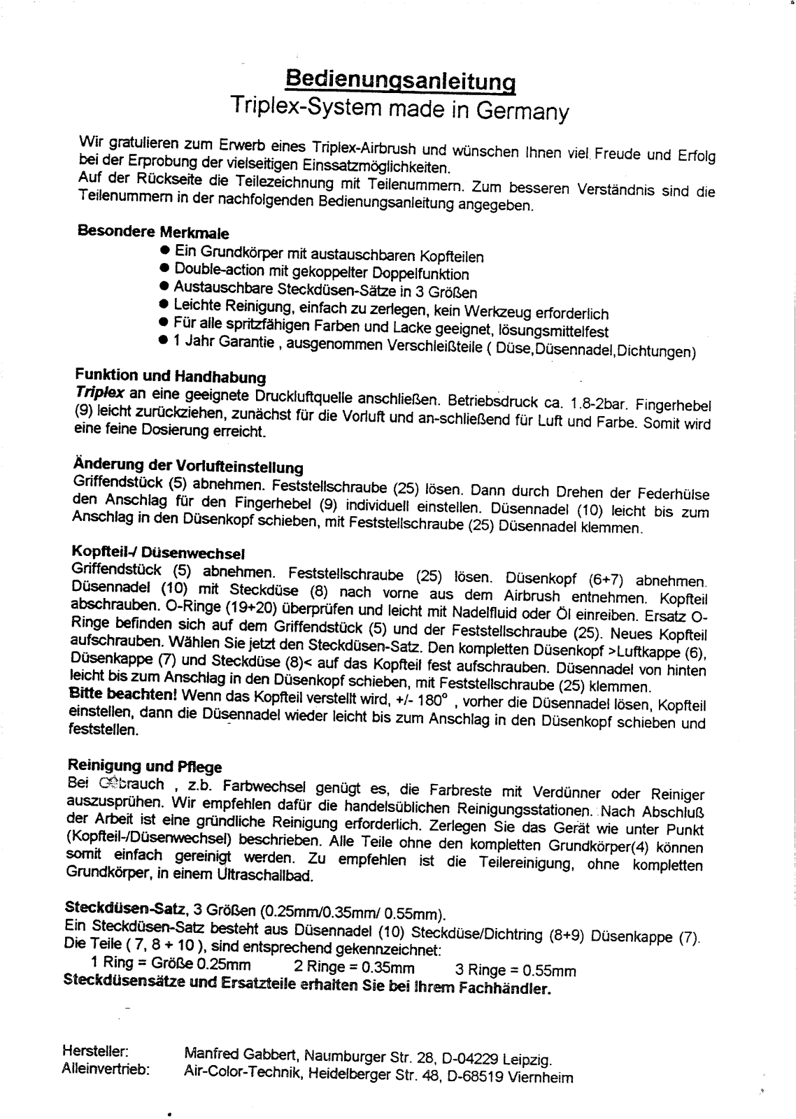 ACT AirColor Technik Triplex System User Manual - ManualMachine.com