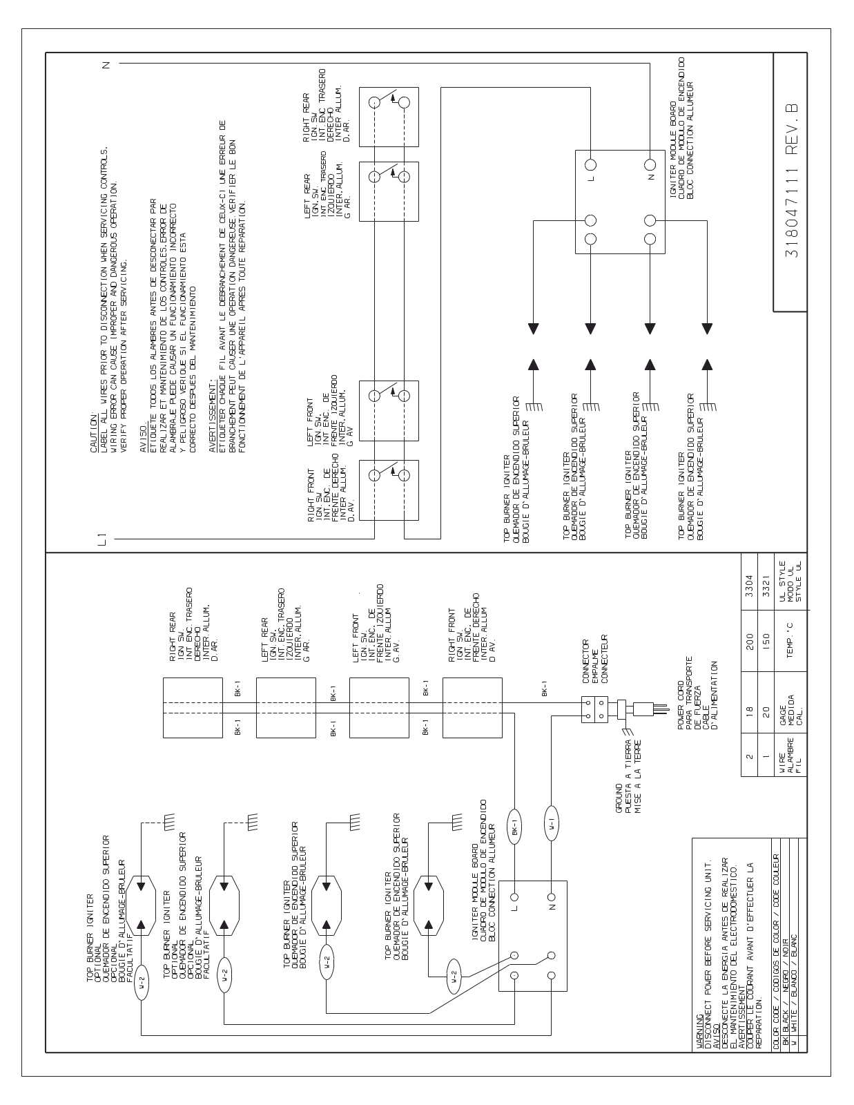 Electrolux EW30GC55GB, EW30GC55GS, EW30GC55PB, EW30GC55PS, FFGC3010QB Wiring diagram