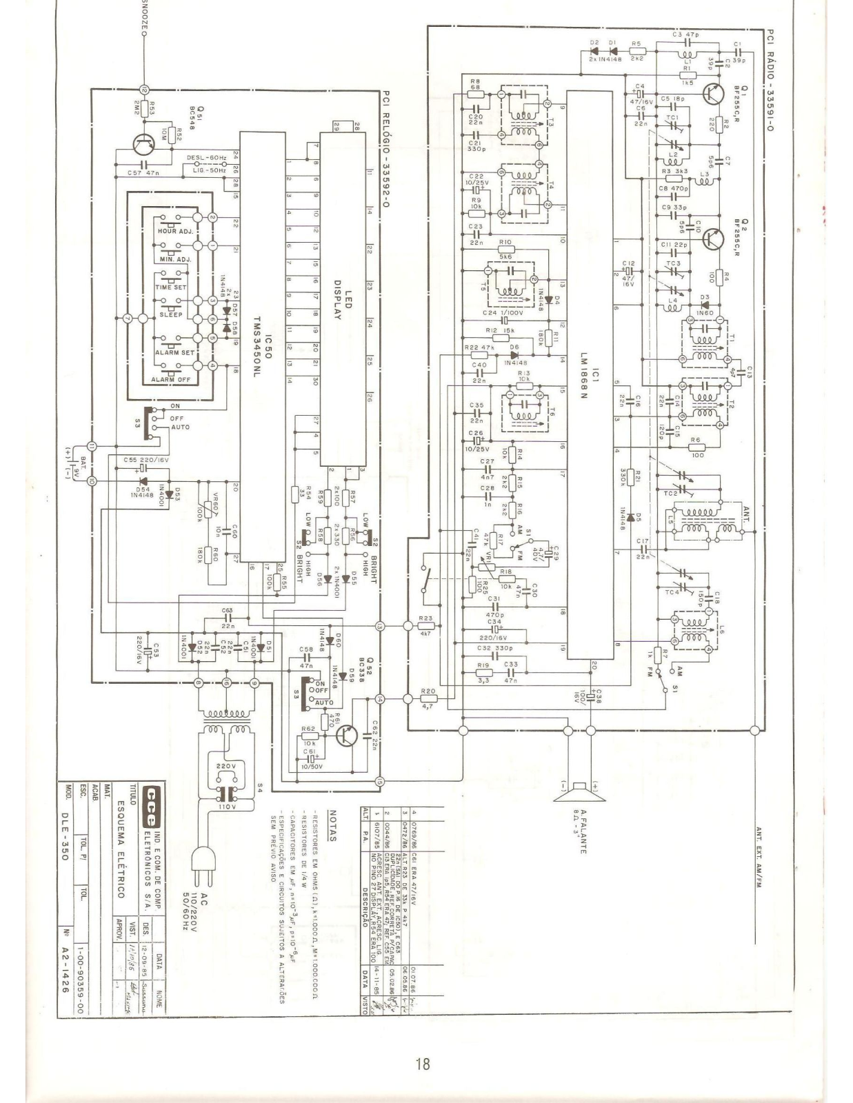 CCE DLE-350 Schematic