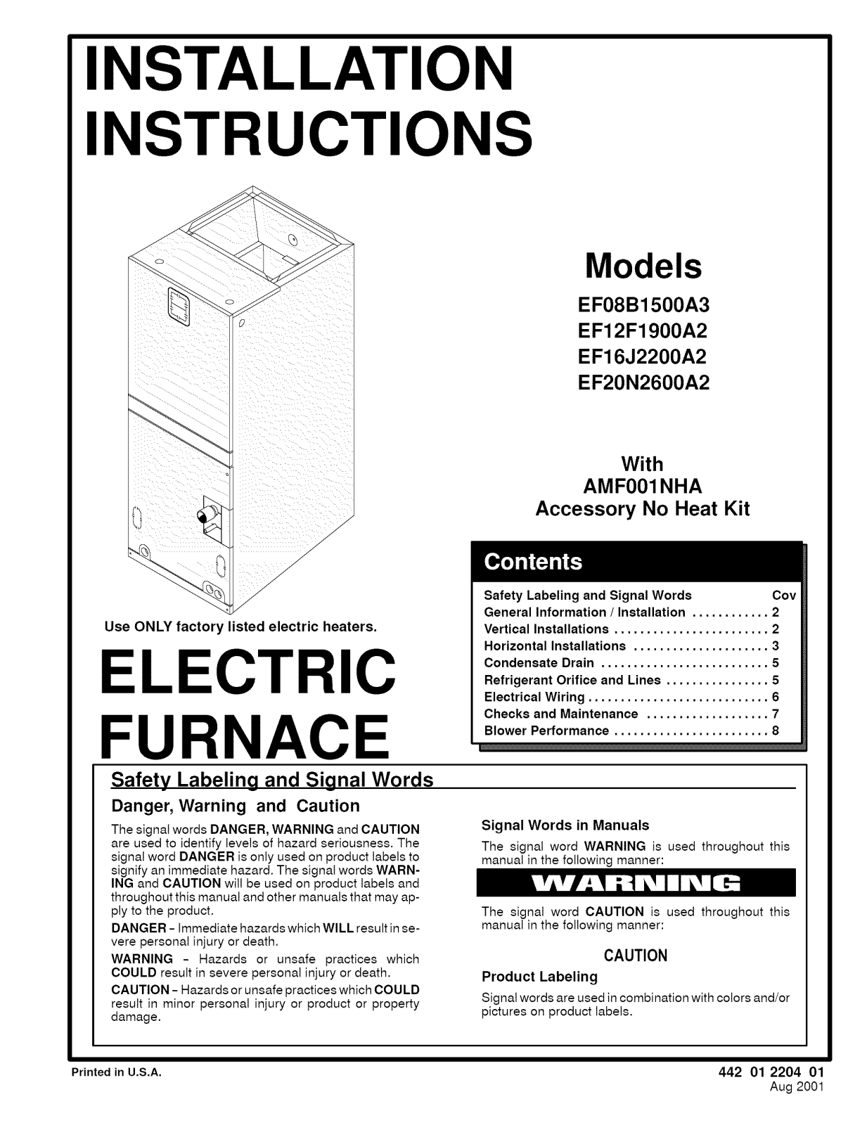 Sears EF12F1900A2, EF16J2200A2, EF08B1500A3, EF20N2600A2 User Manual - ManualMachine.com