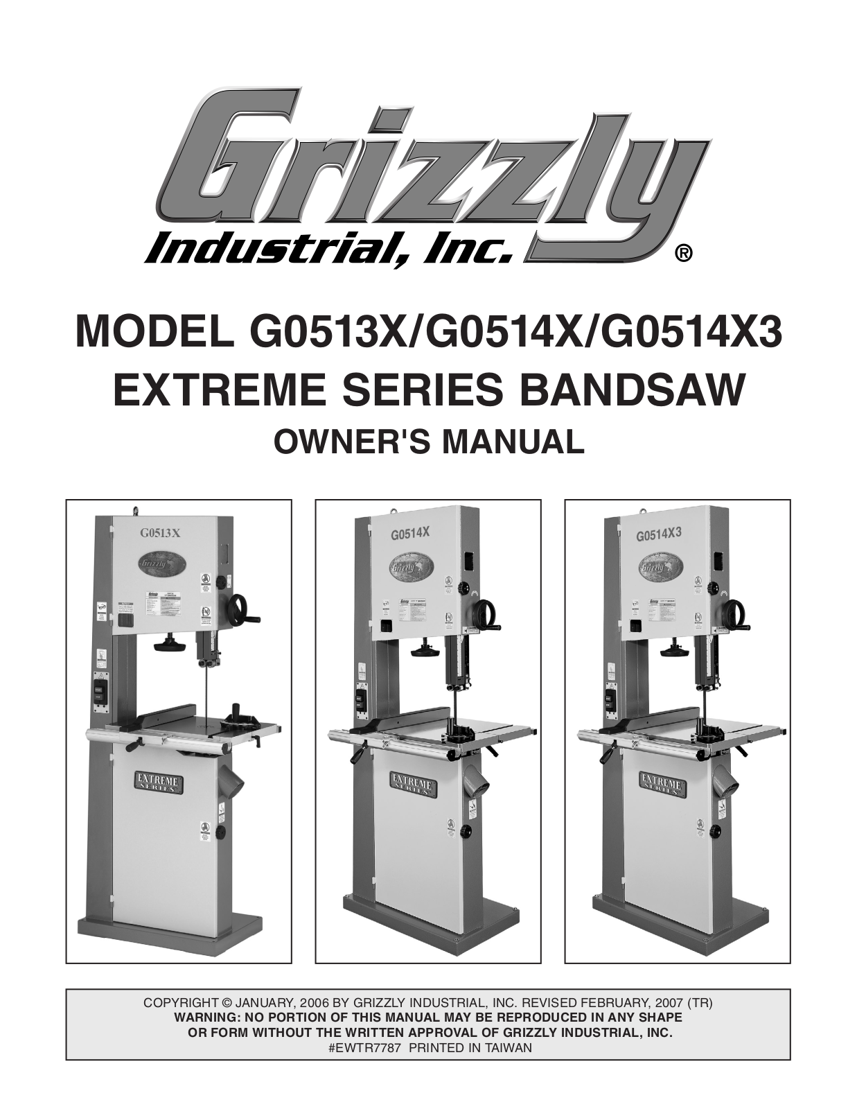 Grizzly G0514X3, G0513X, G0514X User Manual