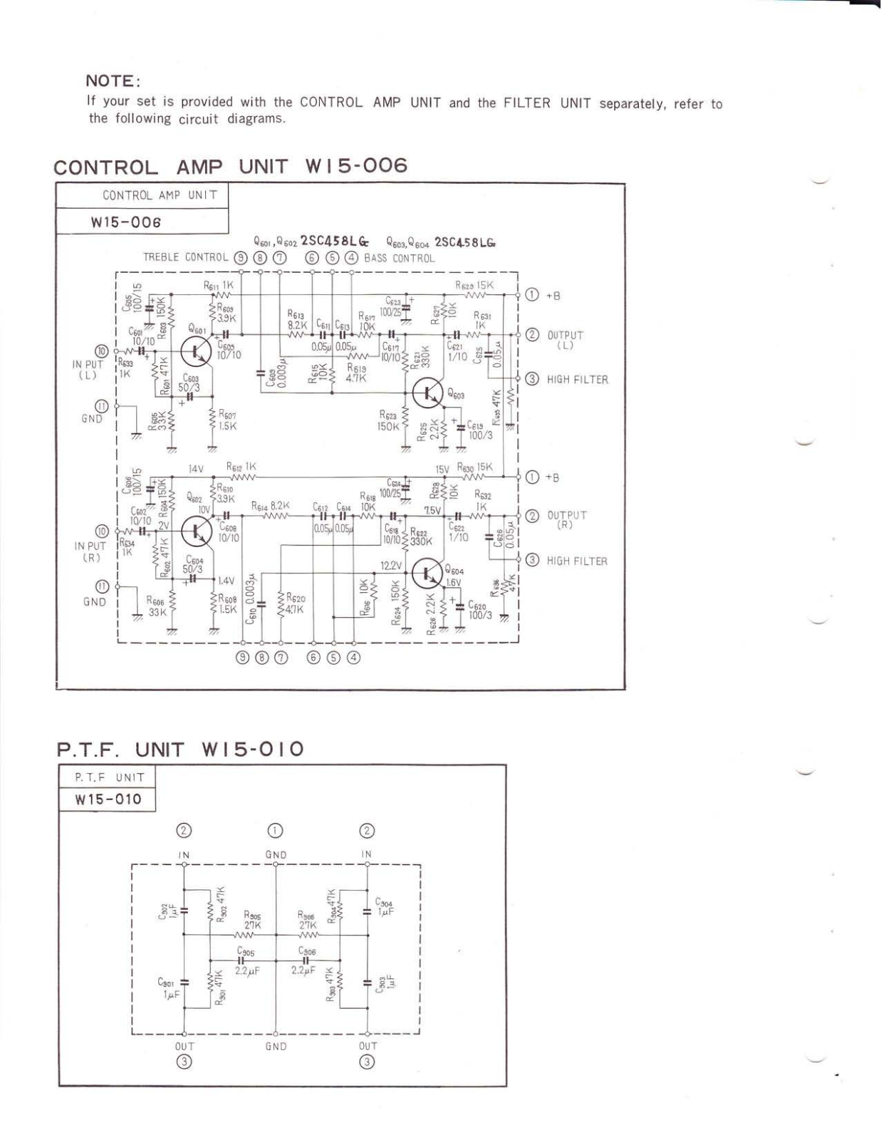 Pioneer W15-006, W15-010 Schematic