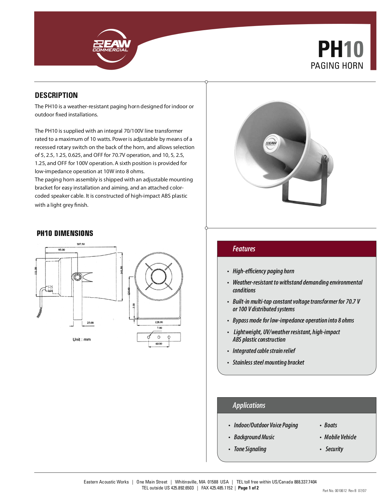 EAW PH10 User Manual