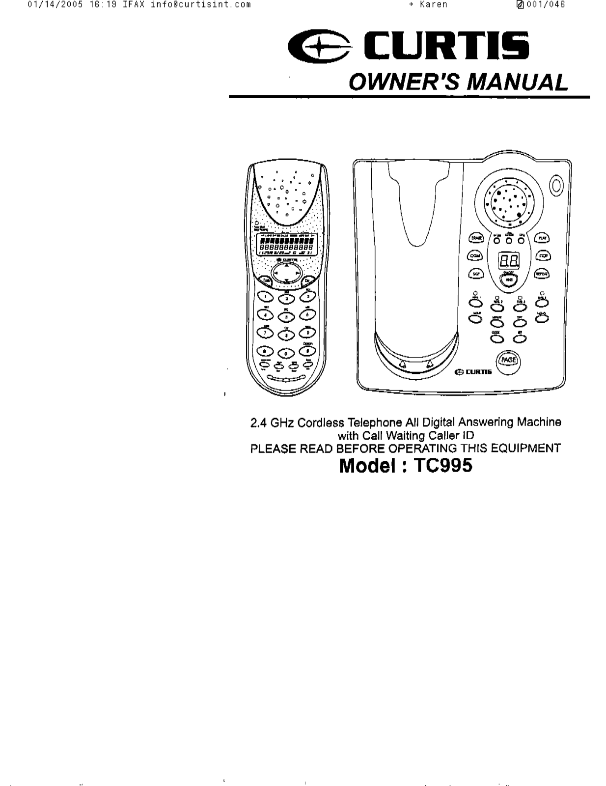 CURTIS TC995 User Manual