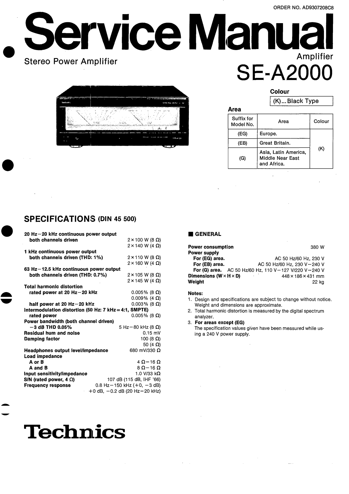 Technics SEA-2000 Service manual
