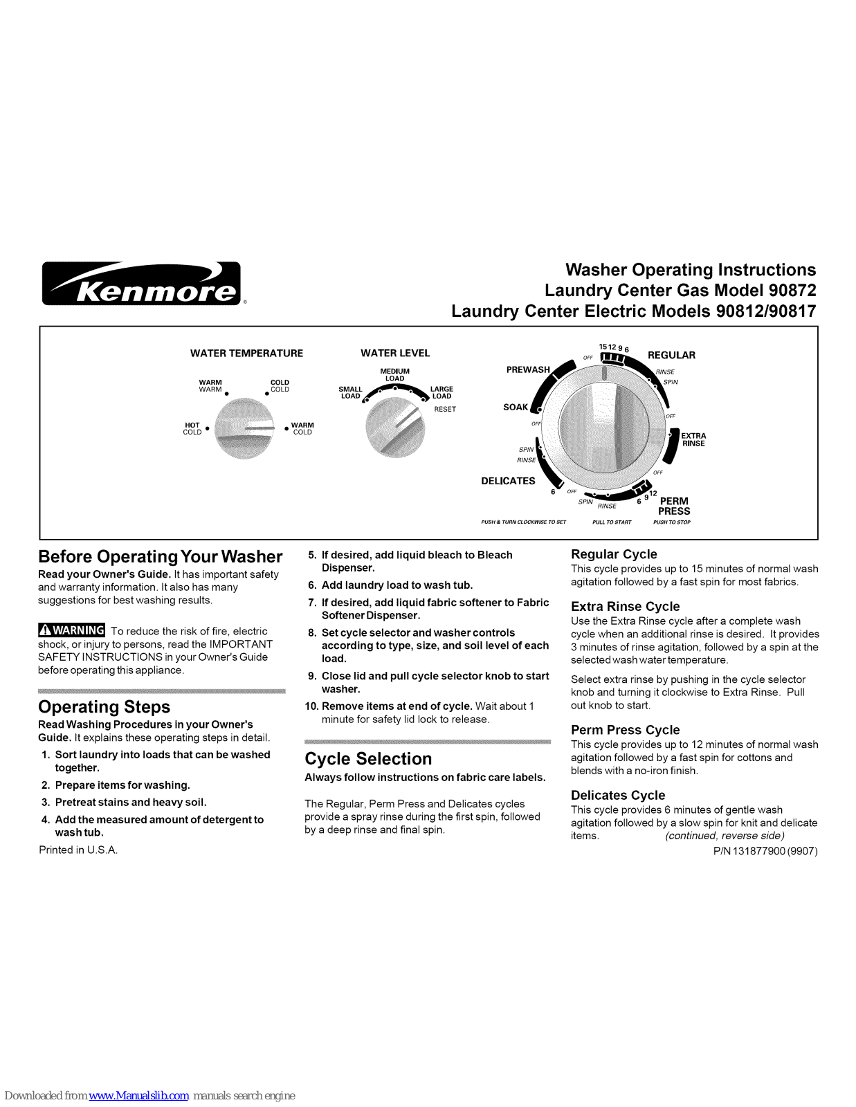 Kenmore 90872, 9081, 90817 Function Manual - ManualMachine.com