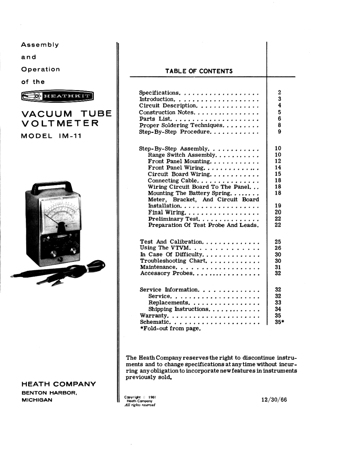 Heath Heathkit IM-11 Operation Manual