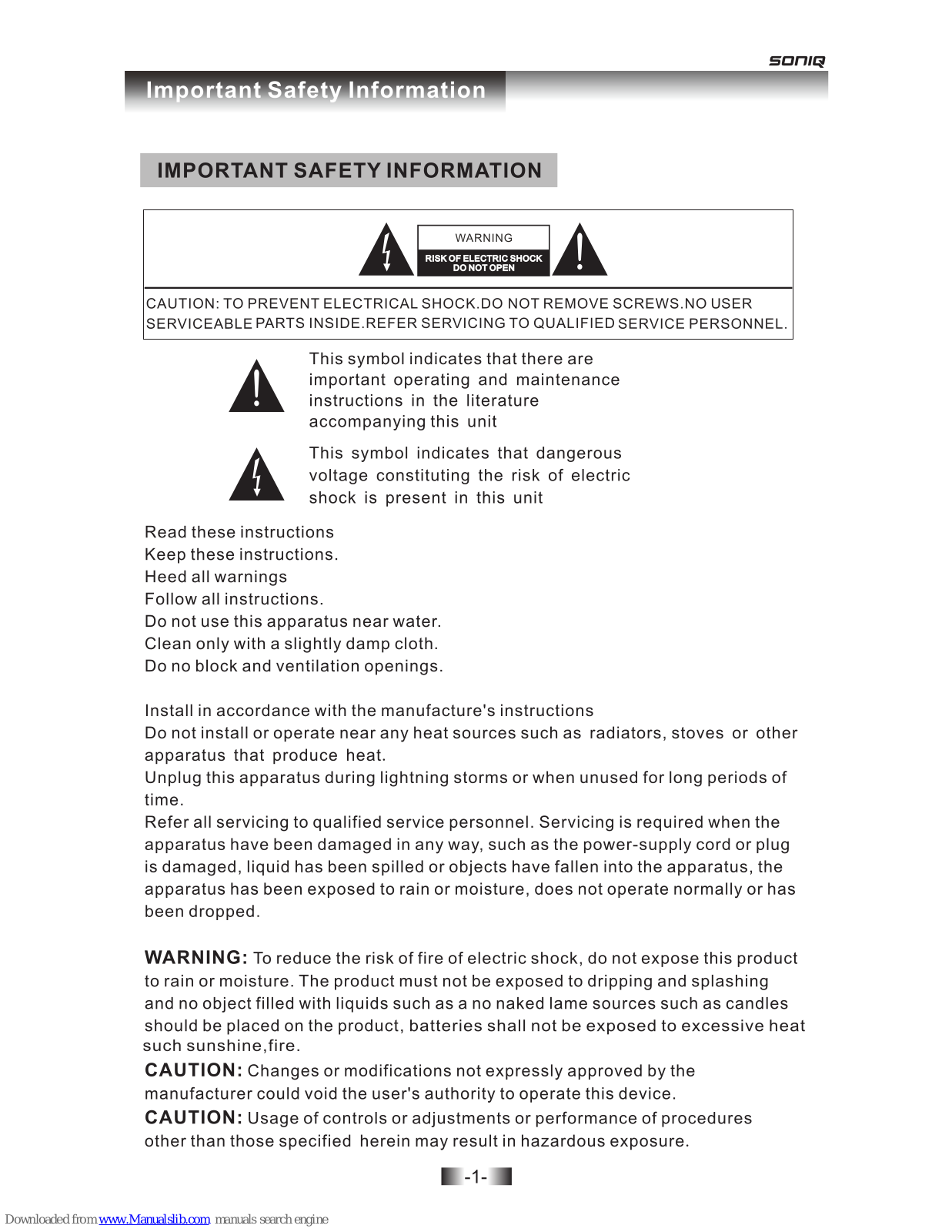 SONIQ i303 User Manual