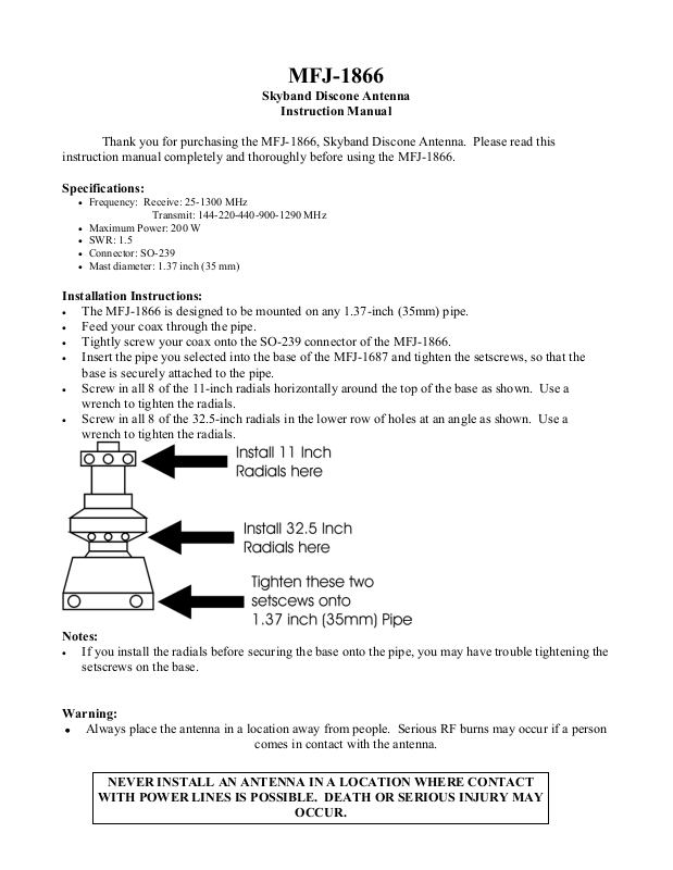 Mfj Mfj-1866 User Manual