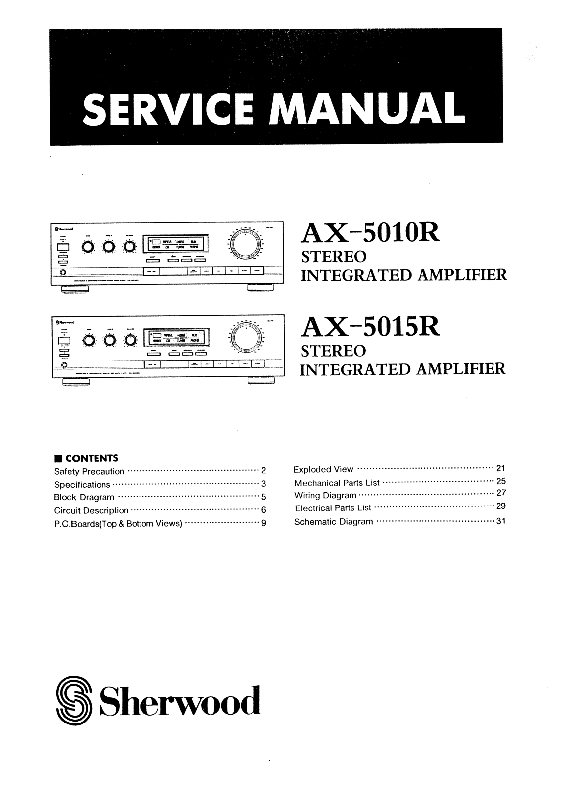 Sherwood AX-5010-R, AX-5015-R Service manual
