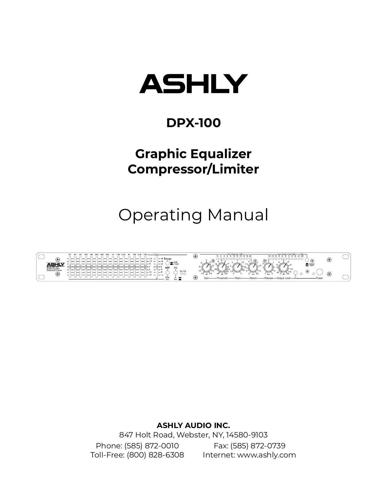 ASHLY DPX-100 Operating Manual