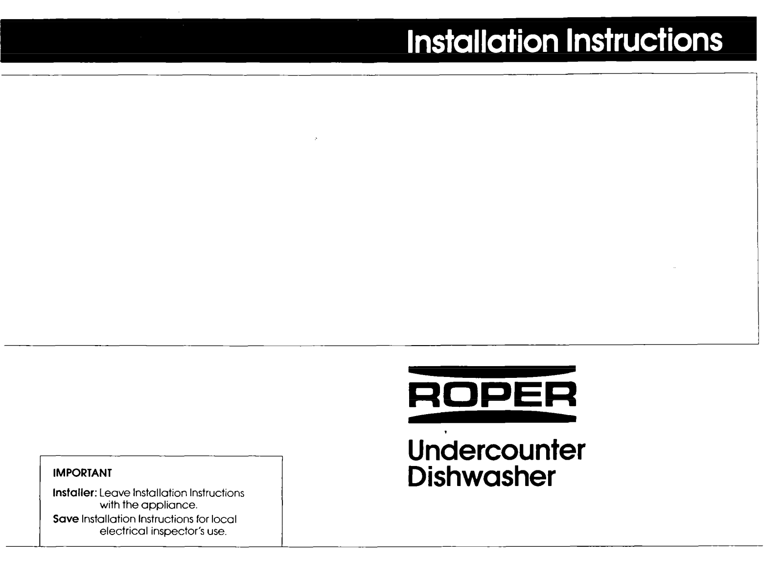 Roper Dishwasher User Manual - ManualMachine.com