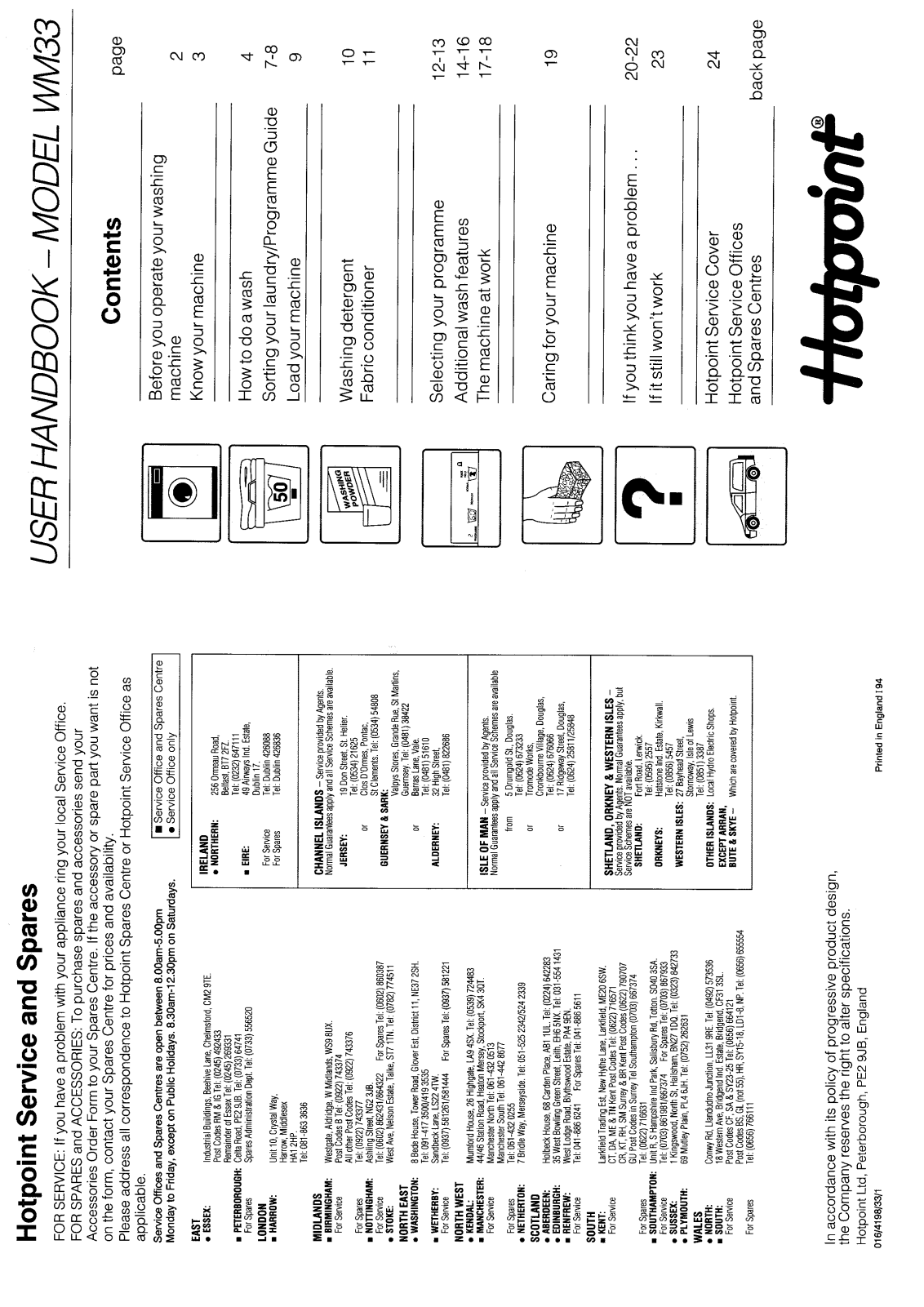 Hotpoint WM33 User Manual