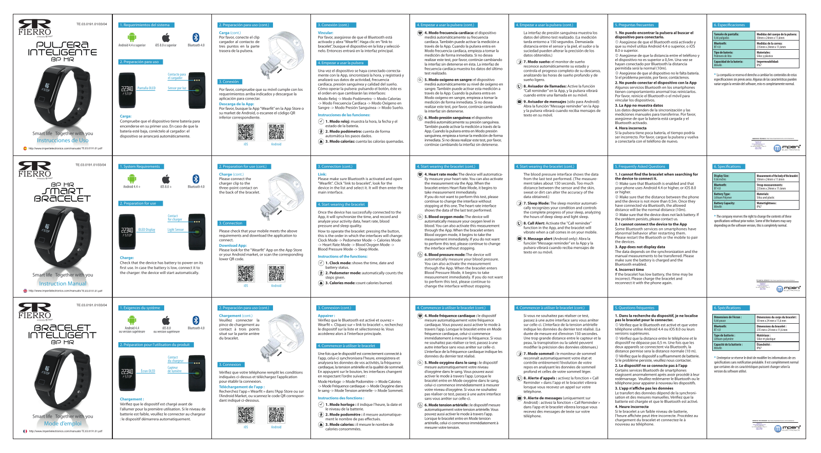 imperii electronics BP HR Smart Bracelet Instruction Manual