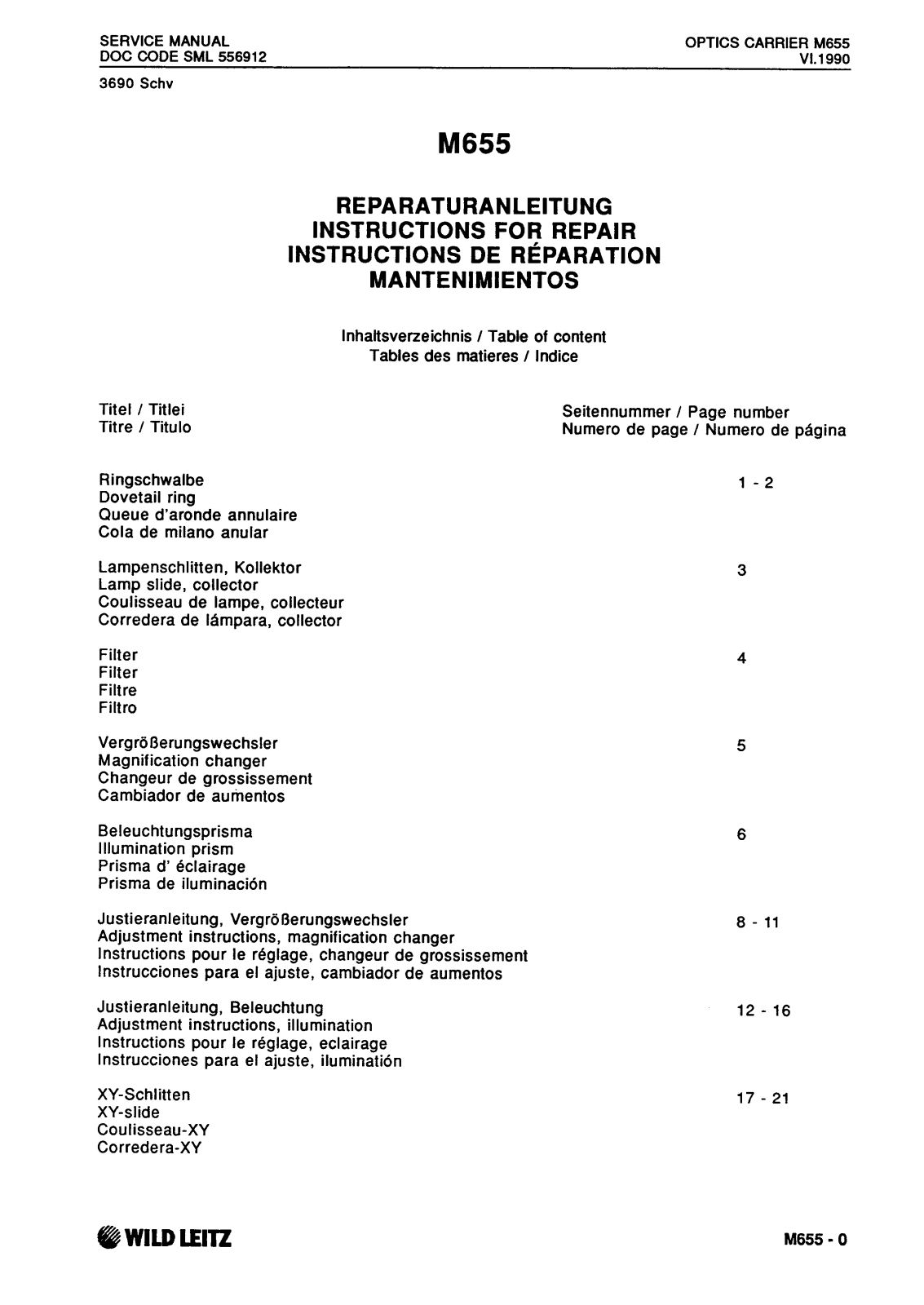 Wild Leitz M655 Service Manual