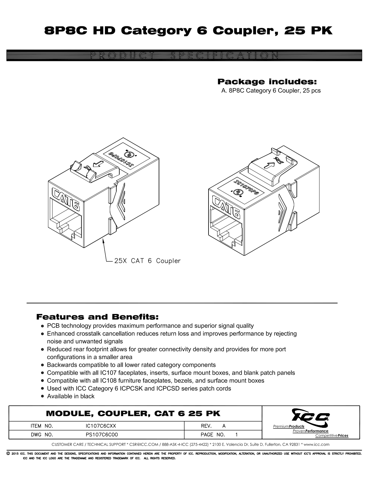 ICC IC107C6CBK Specsheet