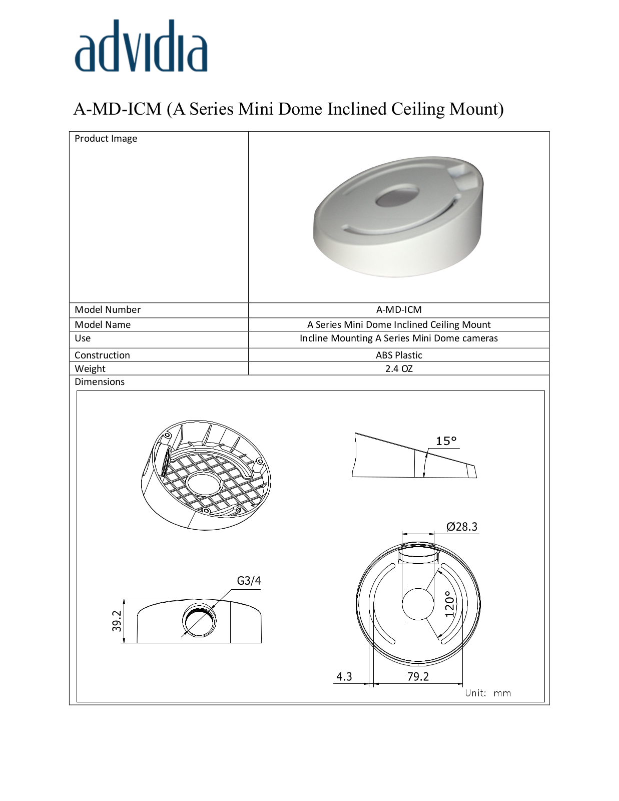 Panasonic A-MD-ICM Specsheet