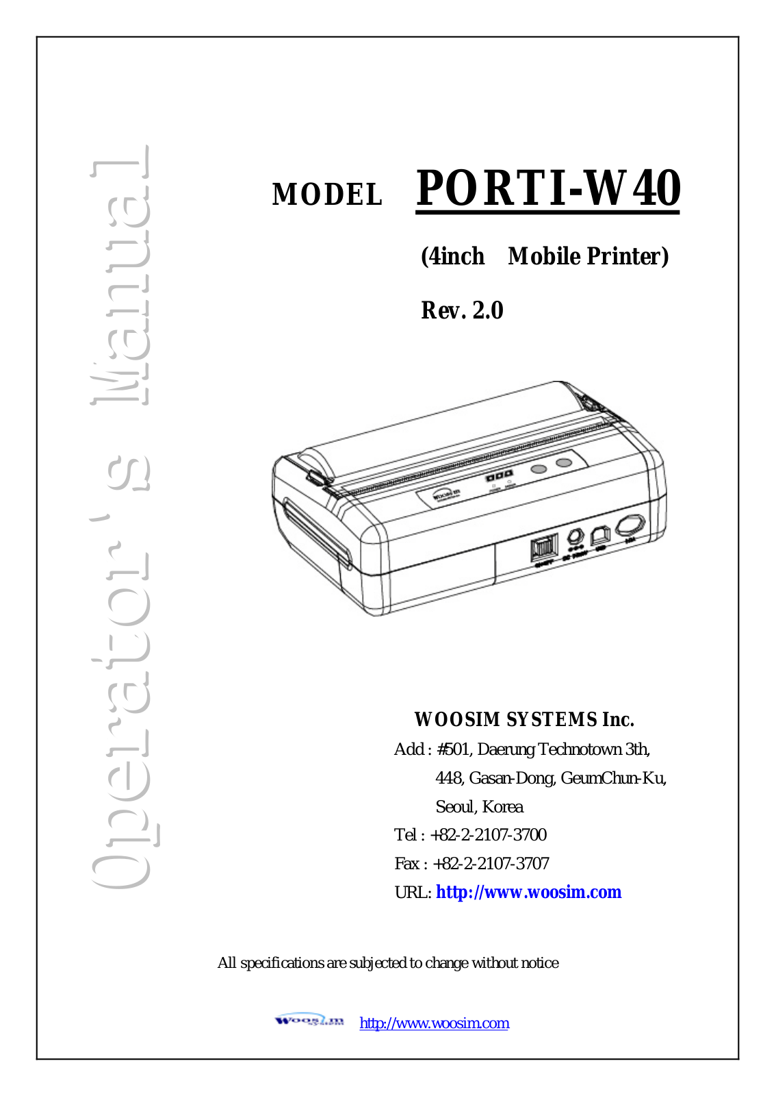 Woosim systems PORTI-W40 User Manual