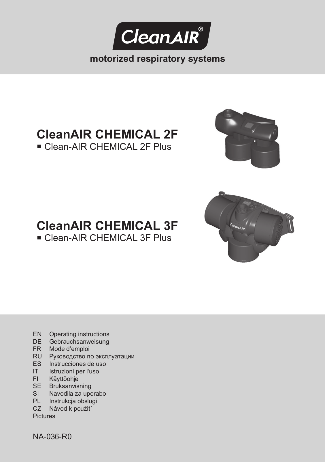 cleanAIR CHEMICAL 2F, CHEMICAL 3F Plus, CHEMICAL 2F Plus, CHEMICAL 3F Operating Instructions Manual