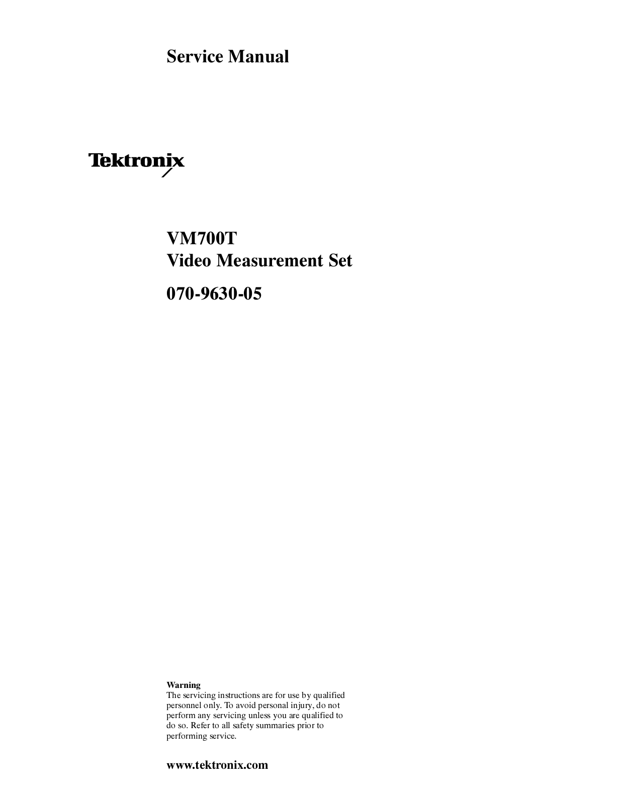 Tektronix VM700T Service Manual