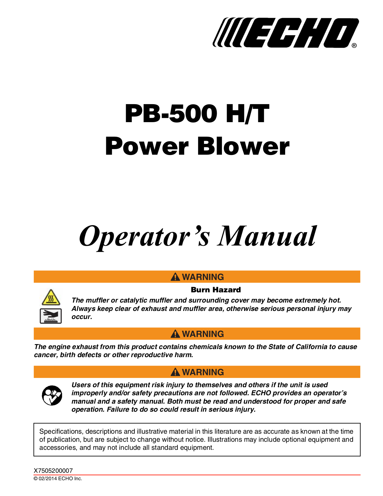 Echo PB-500T User Manual