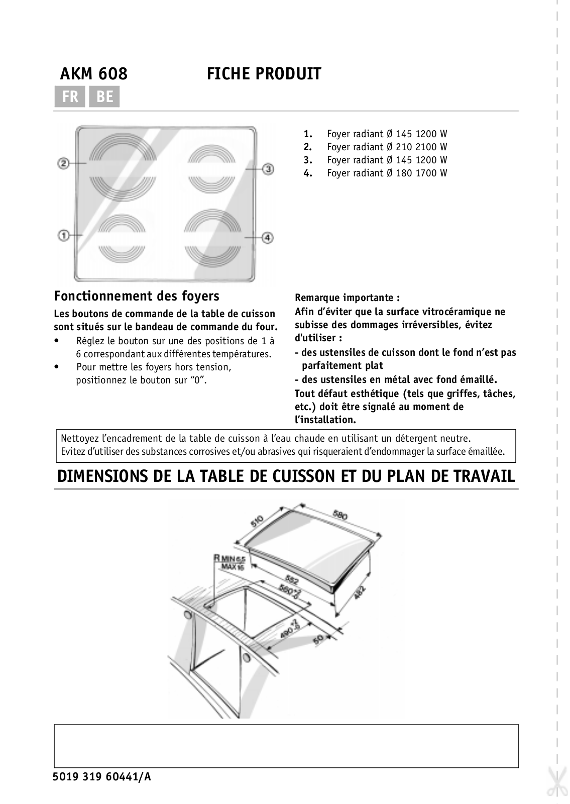 Whirlpool AKM 608 PRODUCT SHEET