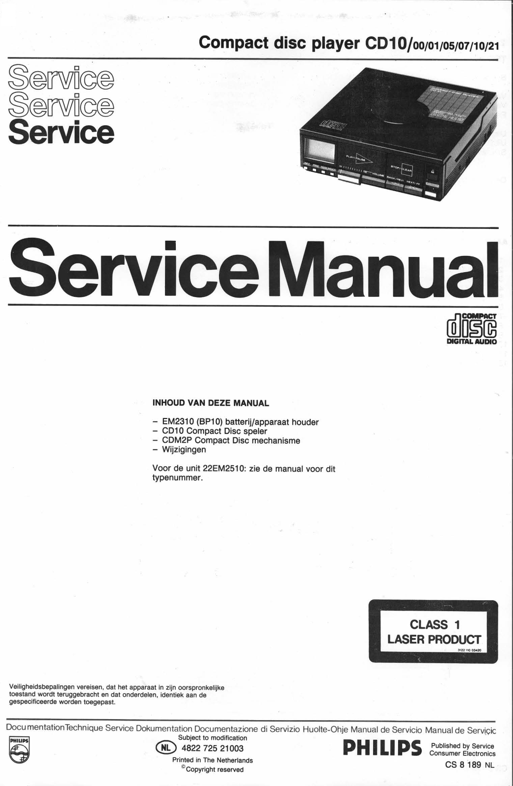 Philips CD10 Service Manual