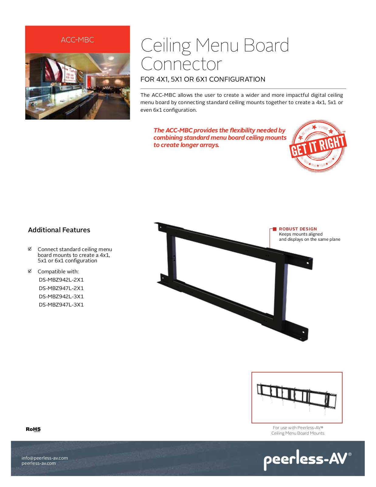 Peerless-AV ACC-MBC Specsheet