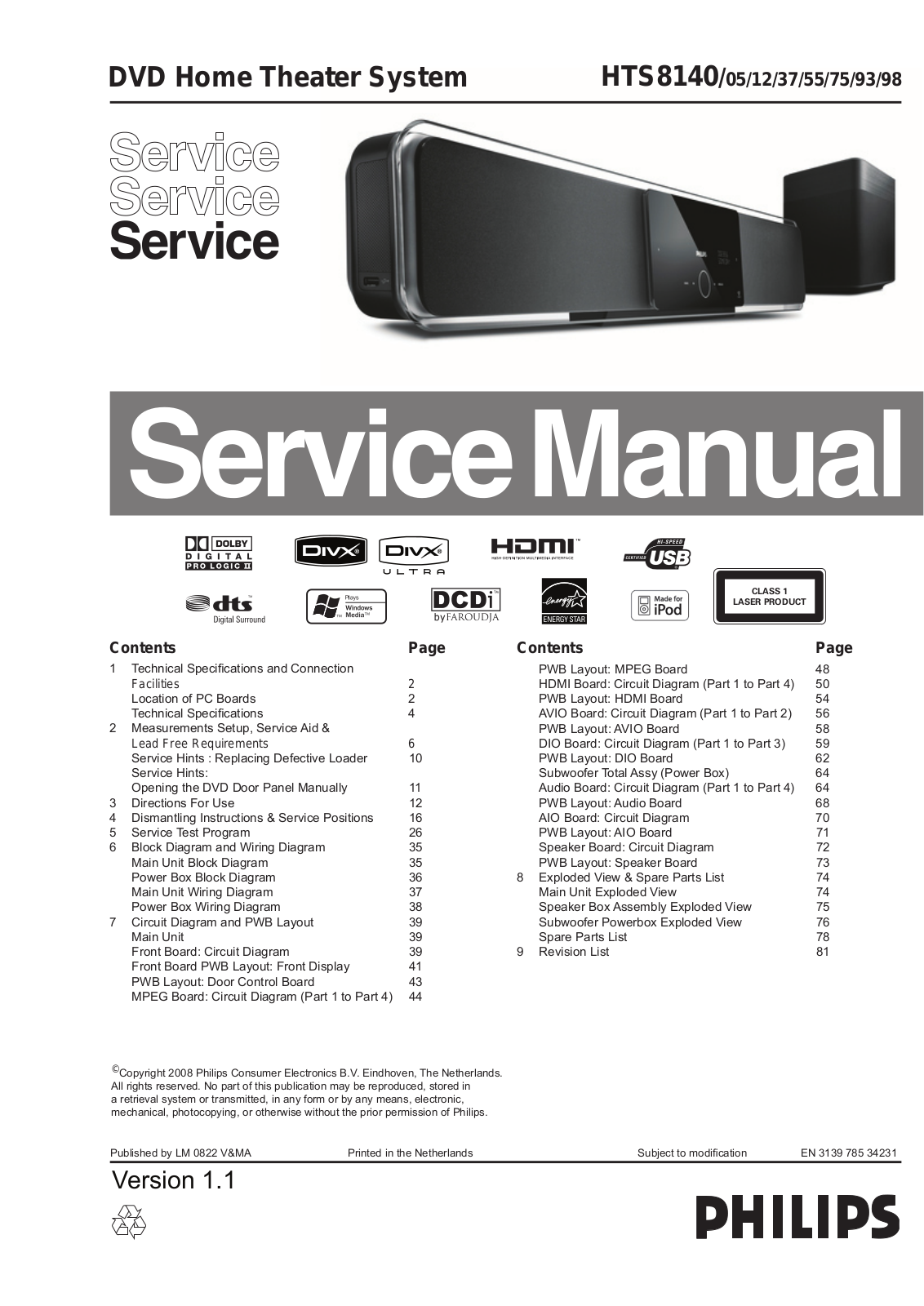 Philips HTS-8140 Service manual