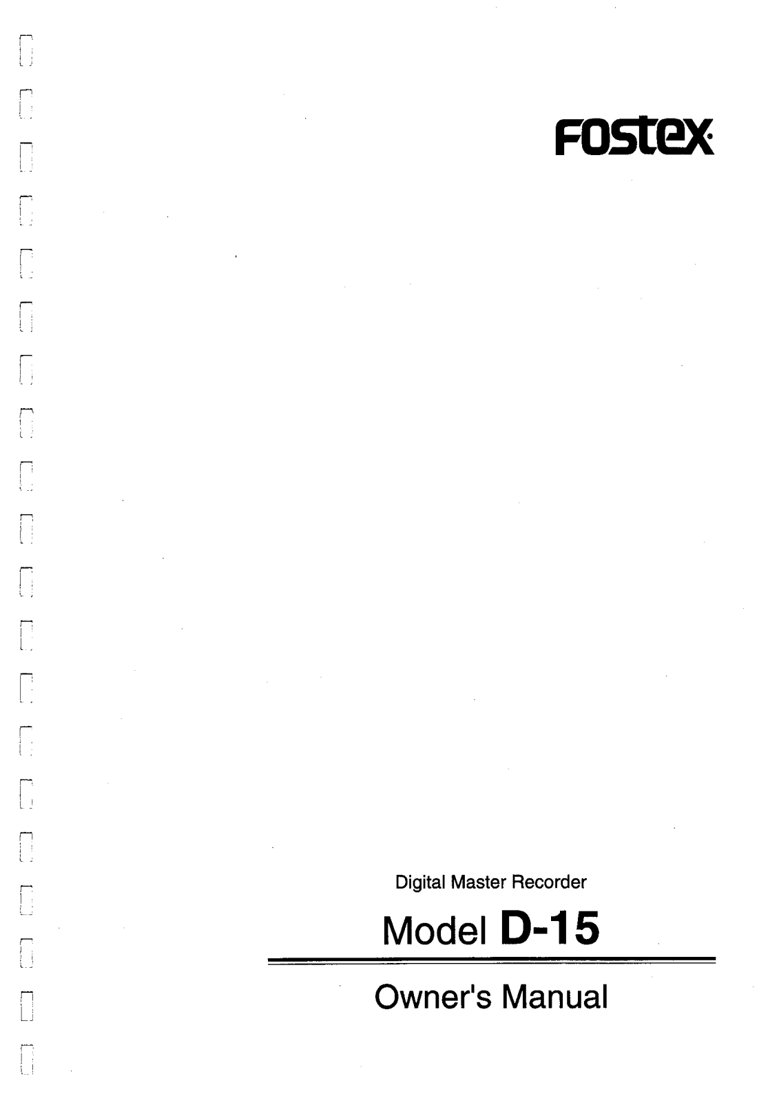 Fostex D-15 User Manual