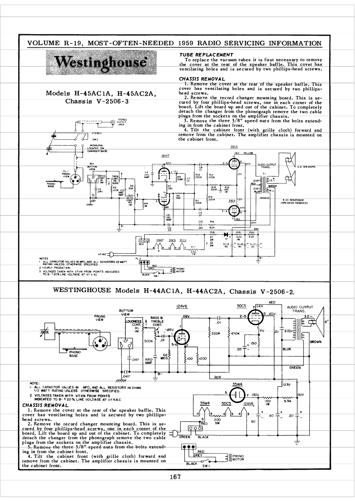 Westinghouse H-45AC1A, H-45AC2A Schematic