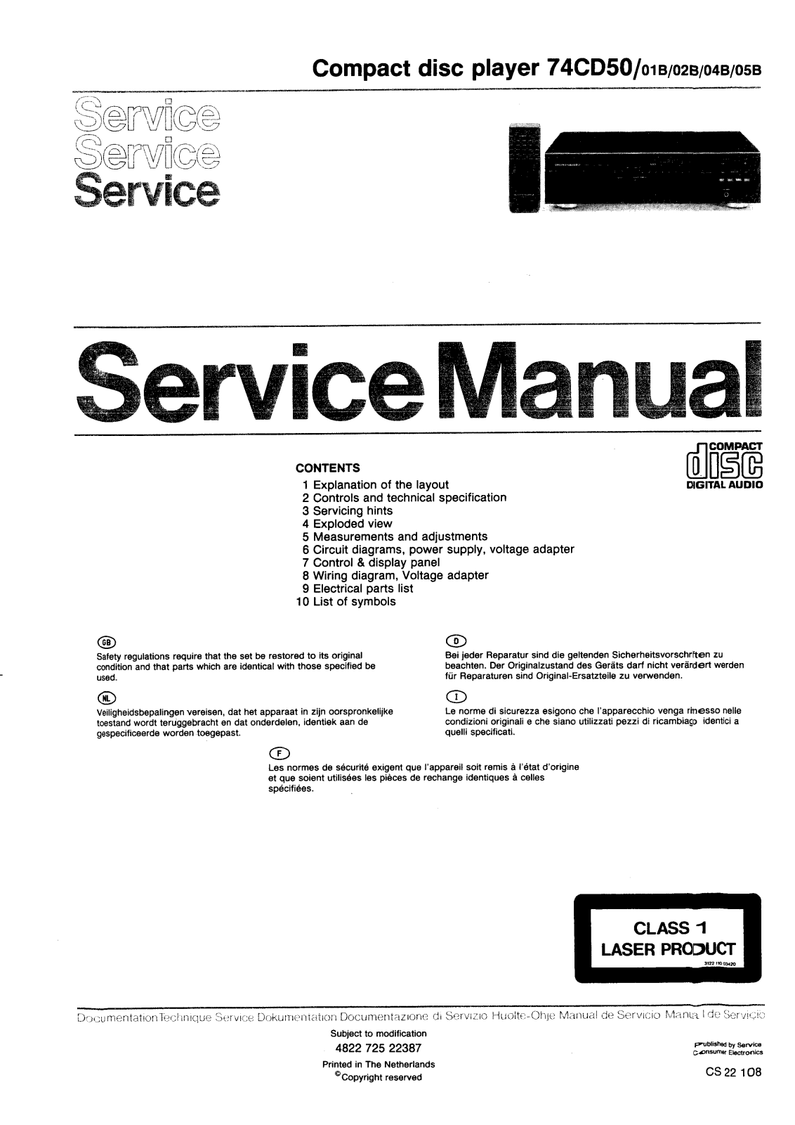 Marantz CD-50 Service Manual
