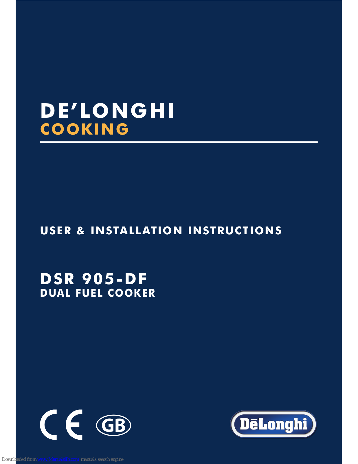 DeLonghi DSR 905-DF, DTR 905-DF, DVTR 906-DF User & Installation Instructions Manual